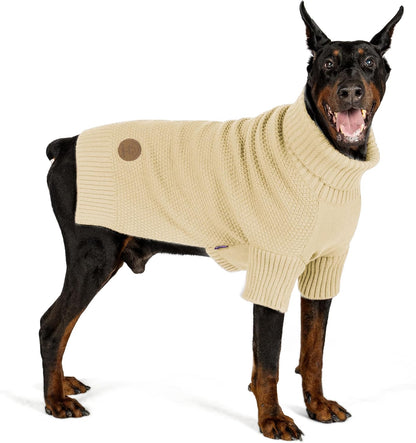 cyeollo Dog Sweater Knitwear with Leash Hole Turtleneck Pullover Sweaters Fall Winter Dog Clothes