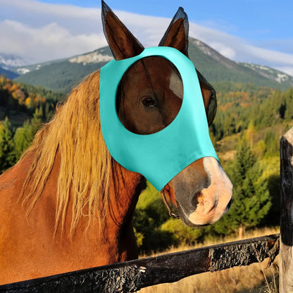 Frienda 4 Pcs Horse Fly Masks with Ears Head Fly Masks for Horses Smooth Elastic UV Protection