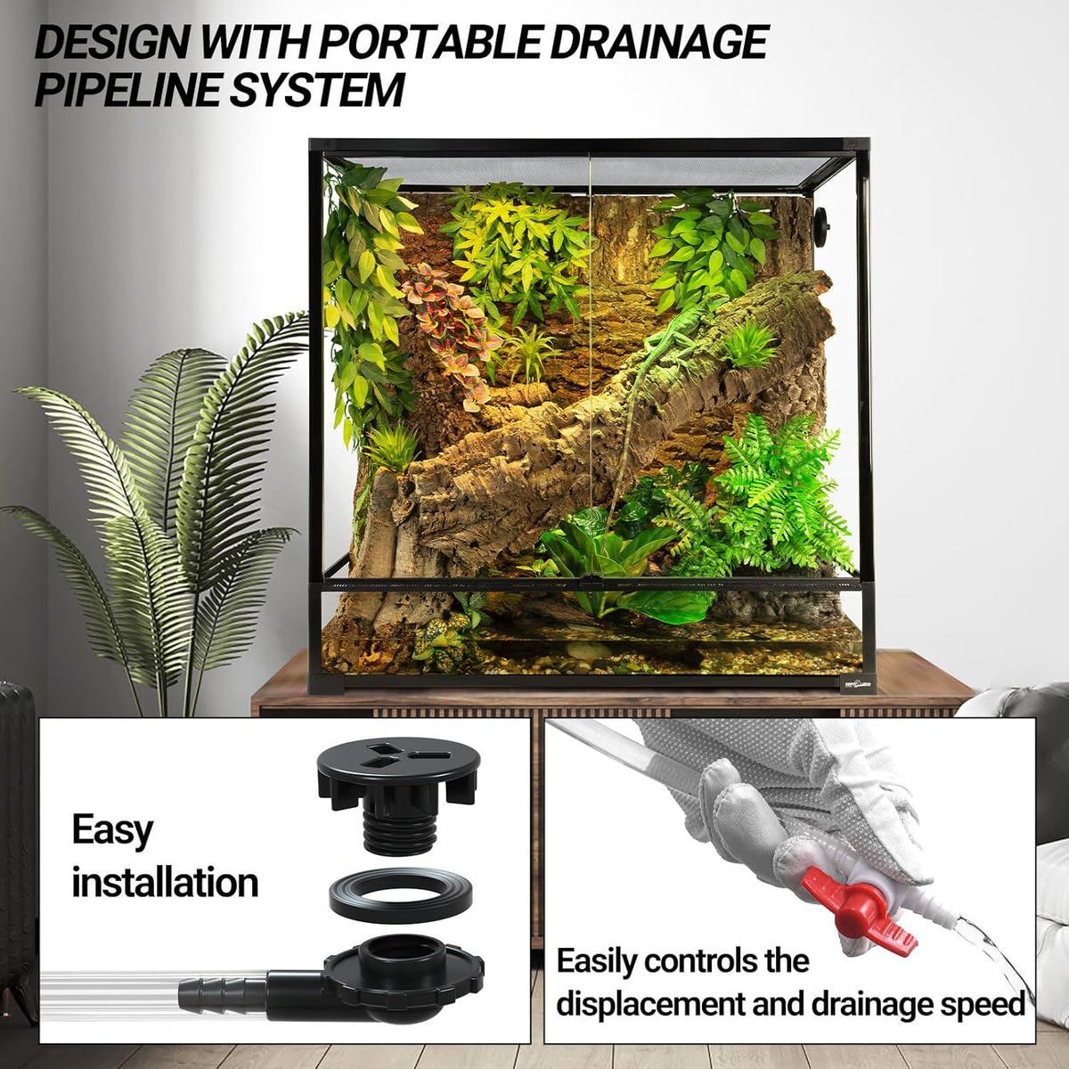 REPTI ZOO Large Tall Glass Reptile Tank 36"x18"x36", 100 Gallon Vertical Reptile Terrarium with