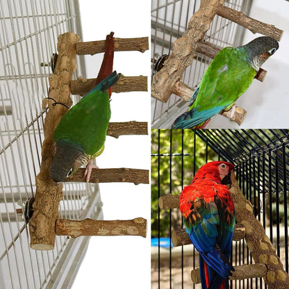 Bird Ladder Perch for Cage, Nature Wooden Bird Bridge Exercise Stands Parrot Climbing Chewing Toys