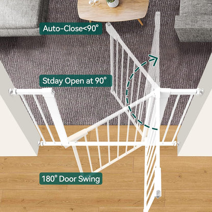 BABELIO 36" Extra Tall Dog Gate, 26-40" Wide Auto Close Baby Gate, Pressure Mounted Metal Pet, Easy