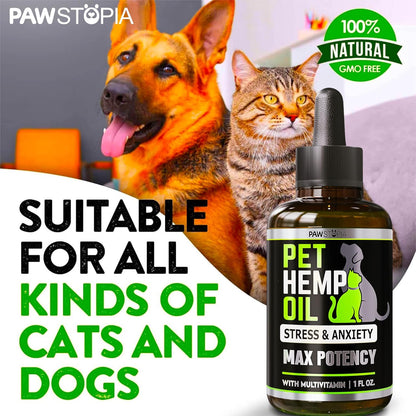 (2 Pack) Hemp Oil for Dogs and Cats - Helps Pets with Anxiety, Pain, Stress, Sleep, Arthritis