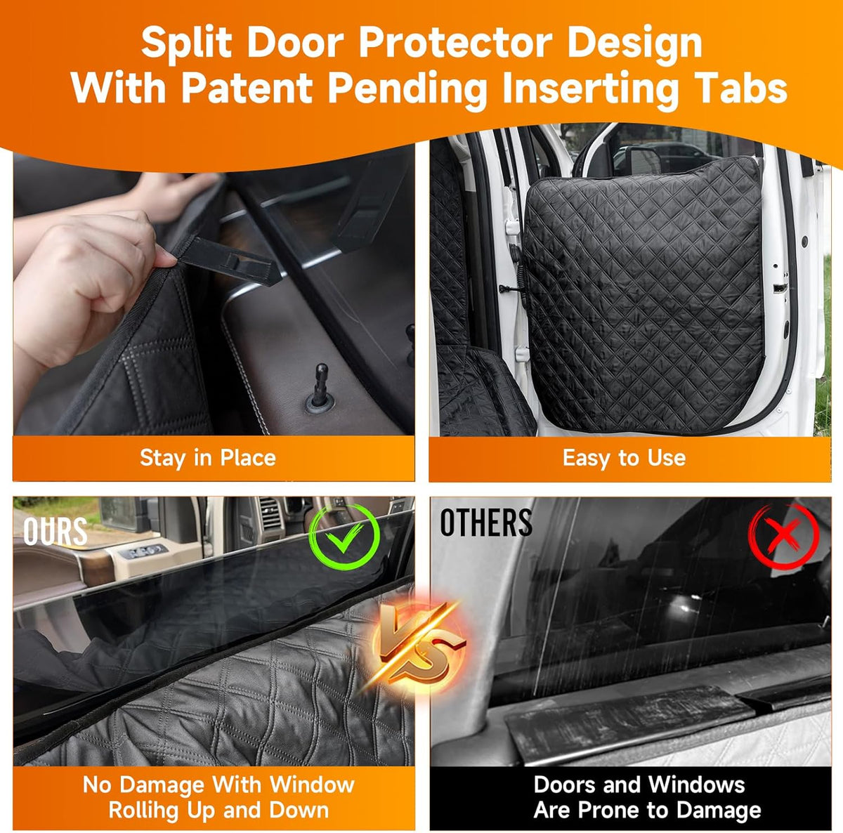 XL Dog Truck Seat Cover with Car Door Protector, for Trucks with Flip Up Rear Seats, Waterproof