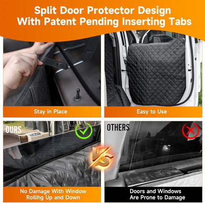 XL Dog Truck Seat Cover with Car Door Protector, for Trucks with Flip Up Rear Seats, Waterproof