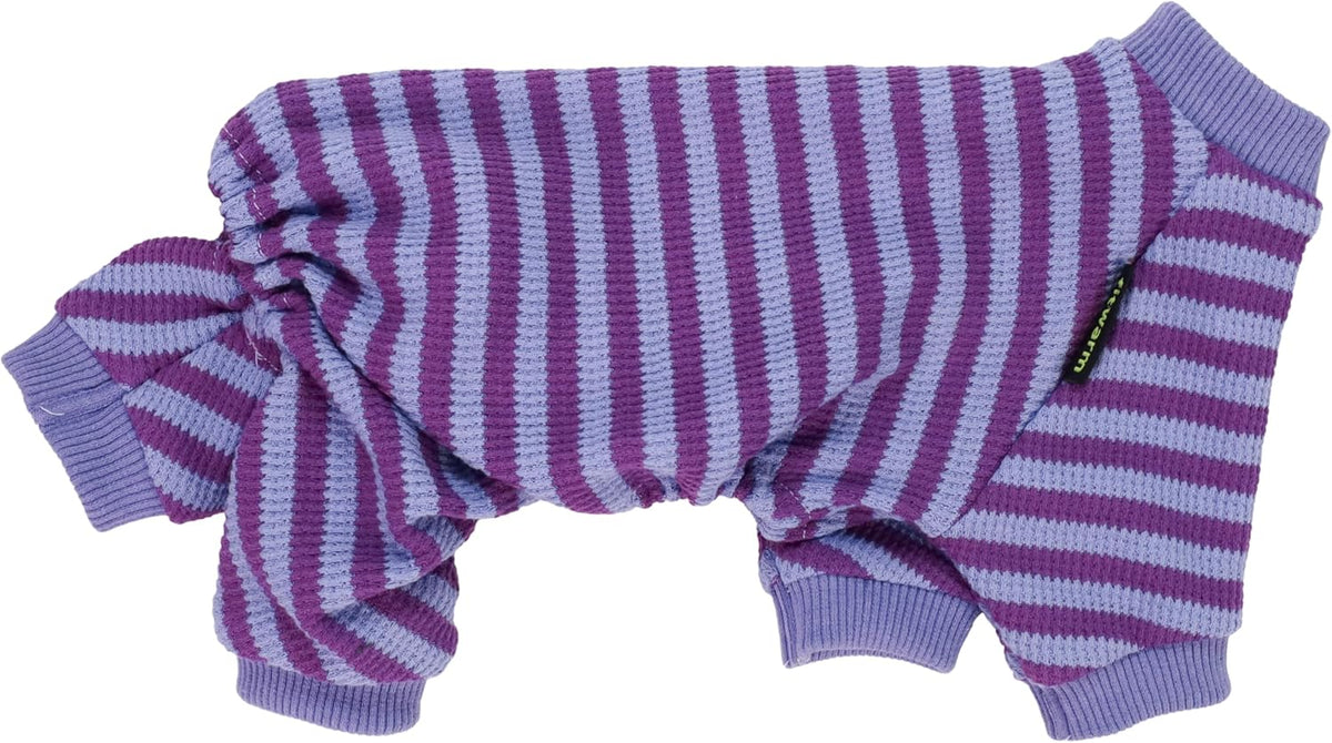 Fitwarm Purple and Violet Striped Dog Pajamas, Waffle Dog Clothes for Small Dogs Girl Boy, Puppy