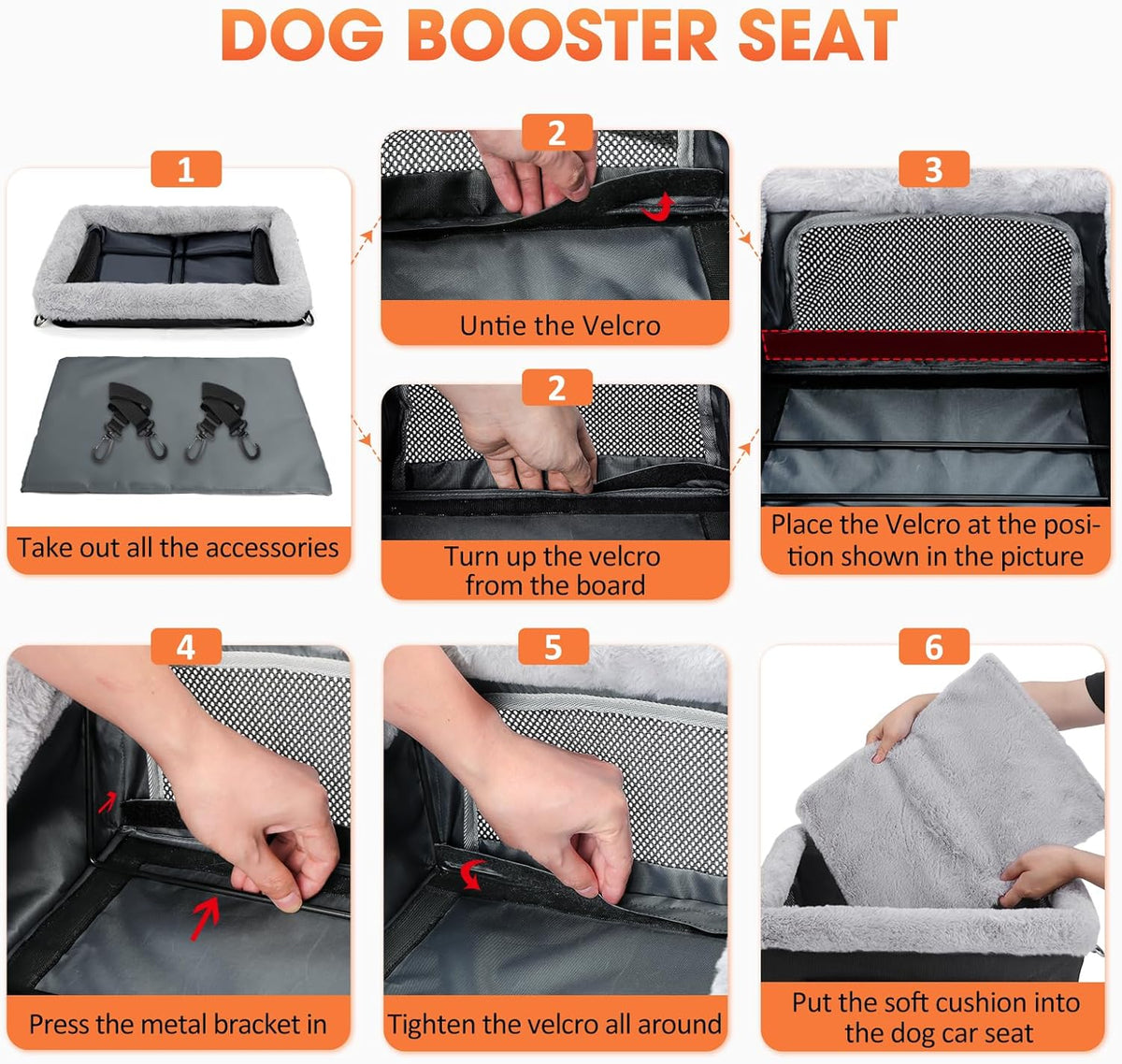 JOEJOY Deluxe Dog Booster Seat with Sturdy Metal Frame and Safety Leash for Small Pets up to 20 lbs