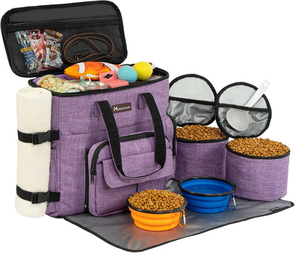 Modoker Dog Travel Organizer Carriers for Supplies & Accessories, Airline Approved Cat Pet Travel