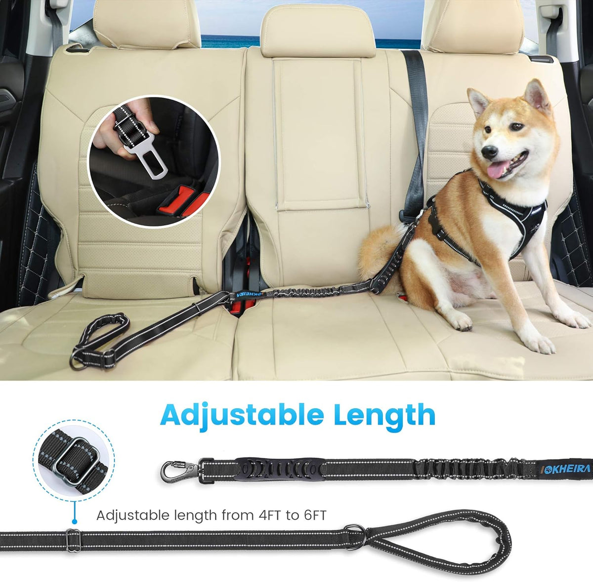 IOKHEIRA 6Ft /4Ft Dog Leash Rope for Large Dogs, Heavy Duty with Comfortable Padded Handle and