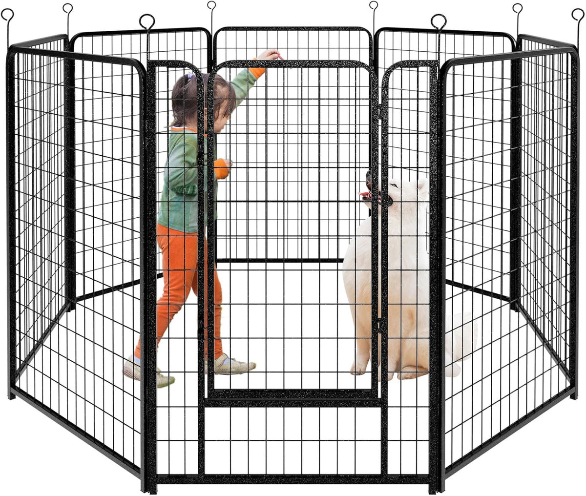 Dog Playpen Outdoor Extra Wide 8 Panels Heavy Duty Dog Fence 50" Height Anti-Rust with Doors