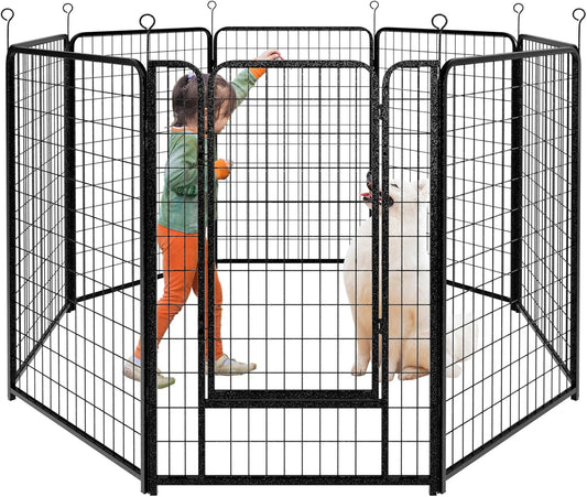 Dog Playpen Outdoor Extra Wide 8 Panels Heavy Duty Dog Fence 50" Height Anti-Rust with Doors