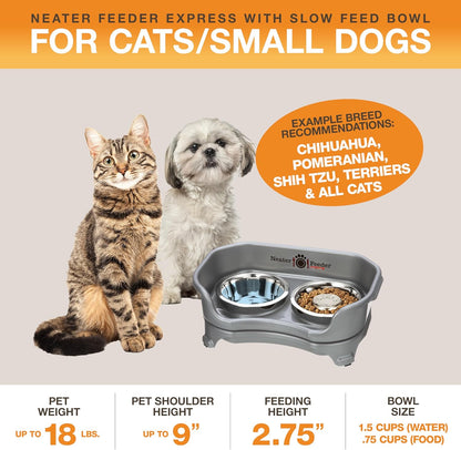 Neater Feeder Express Mess Proof Dog Bowls Elevated for Small Breed – Made in USA – No Spill Raised