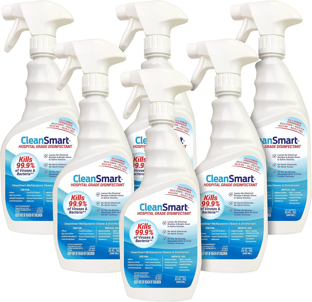 CleanSmart Hospital Grade Disinfectant, Kills 99.9% of Viruses and Bacteria, Hypochlorous Acid