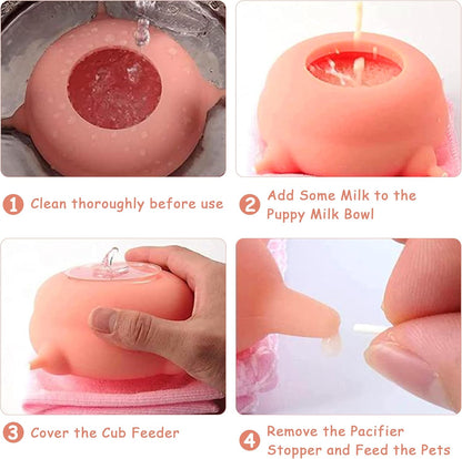 Puppy Feeder for Multiple Puppies, Pet Milk Feeder with Silicone Dog Nursing Station of 4, Puppy