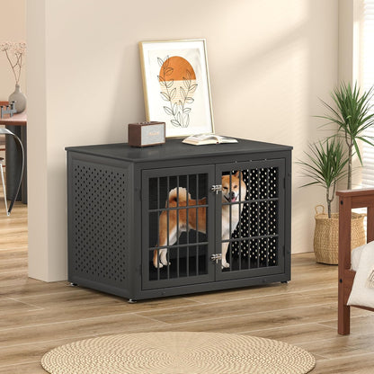 38" Heavy Duty Dog Crate Furniture for Large and Medium Dogs,Wooden Metal Kennel for High Anxiety