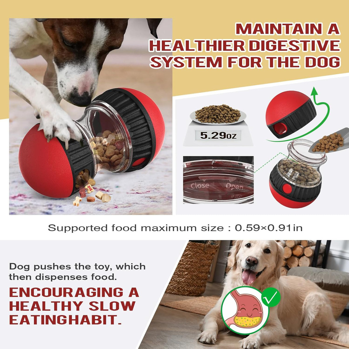 Dog Food Puzzle Toy Adjustable Treat Dispensing Food Dispenser Slow Feeder Bowls Puppy Enrichment