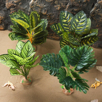 IBWell Reptile Terrarium Plants - Tortoise Habitat Accessories, Artificial Spider Plant for Gecko