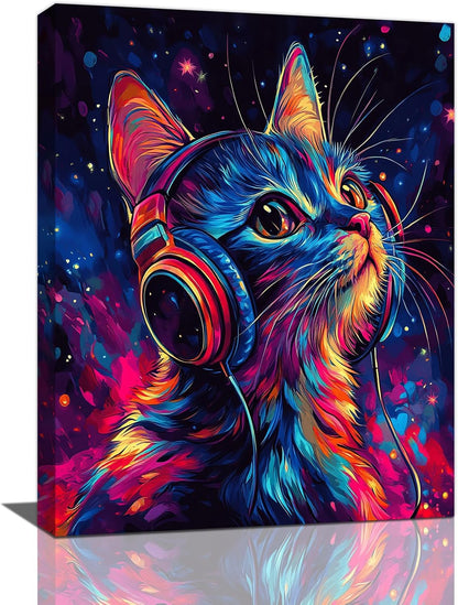 Cat Wall Art Canvas Fantastic Animal Wall Decor Prints Framed Painting Colorful Pictures Gifts