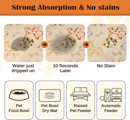 Pet Feeding Mat for Floors Waterproof Dog Mat for Food and Water Absorbent Quick Dry Non Slip mat