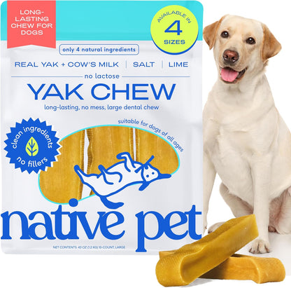 Native Pet Yak Cheese Himalayan Dog Chews - Long Lasting Dental Sticks for Large Breeds – 100% All