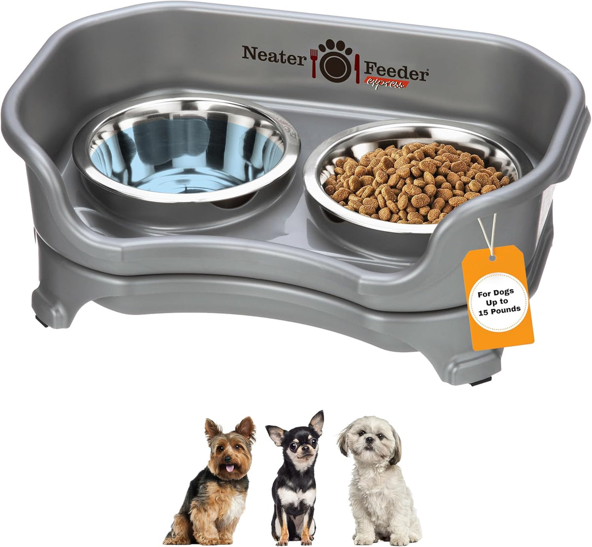 Neater Feeder Express Mess Proof Dog Bowls Elevated for Small Breeds Under 15 Lb, Made in USA, No