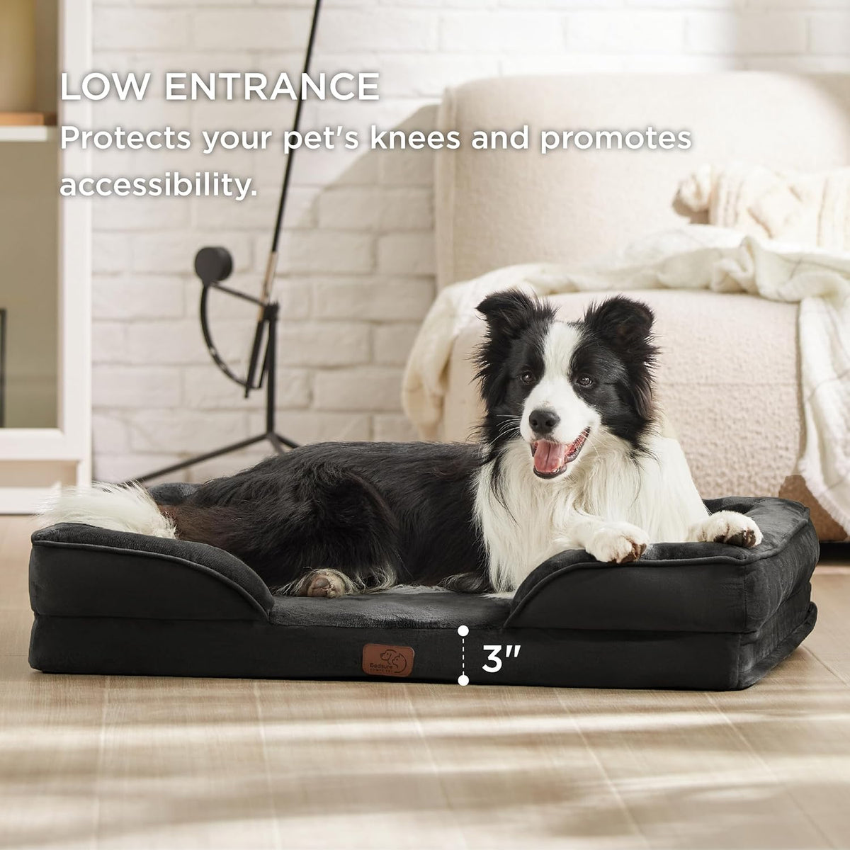 Bedsure L Plus Orthopedic Dog Bed for Large Dogs - Washable Dog Cat Bed Waterproof, L Plus Big
