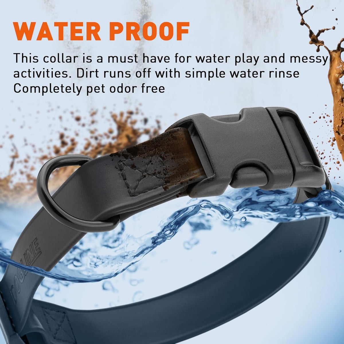 Dogline Biothane Waterproof Dog Collar with Quick Release Buckle Strong Coated Nylon Webbing with