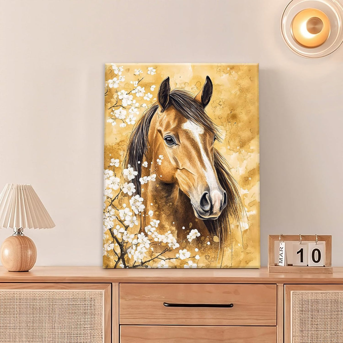 Horse Wall Art Canvas Rustic Horse Wall Decor Prints Framed Painting Farmhouse Flower Pictures