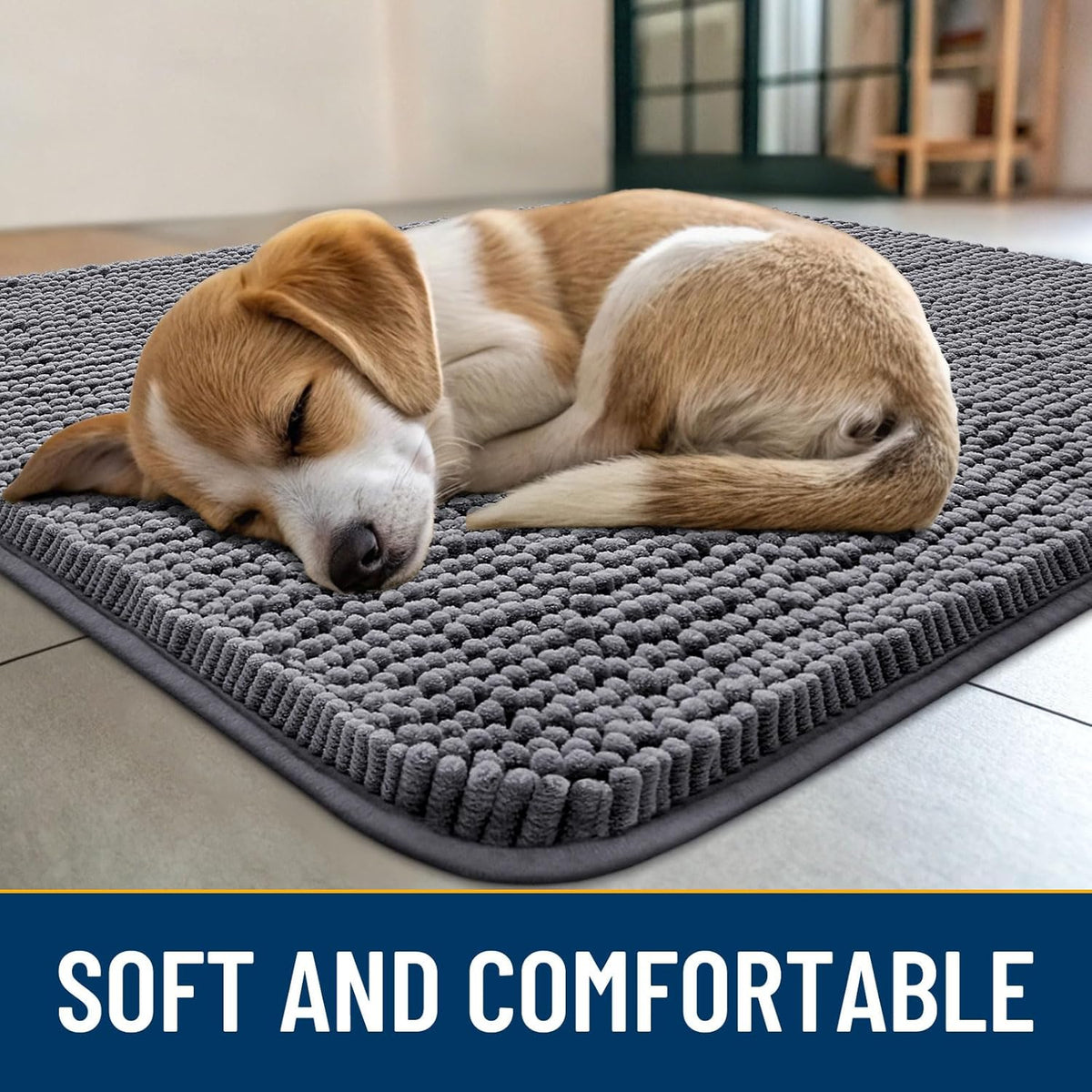Smiry Dog Door Mat for Muddy Paws 24x16, Absorbs Moisture and Dirt Doormat, Non-Slip Washable Quick