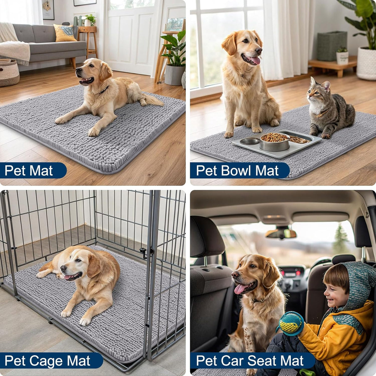 Smiry Dog Door Mat for Muddy Paws 40x32, Absorbs Moisture and Dirt Doormat, Non-Slip Washable Quick