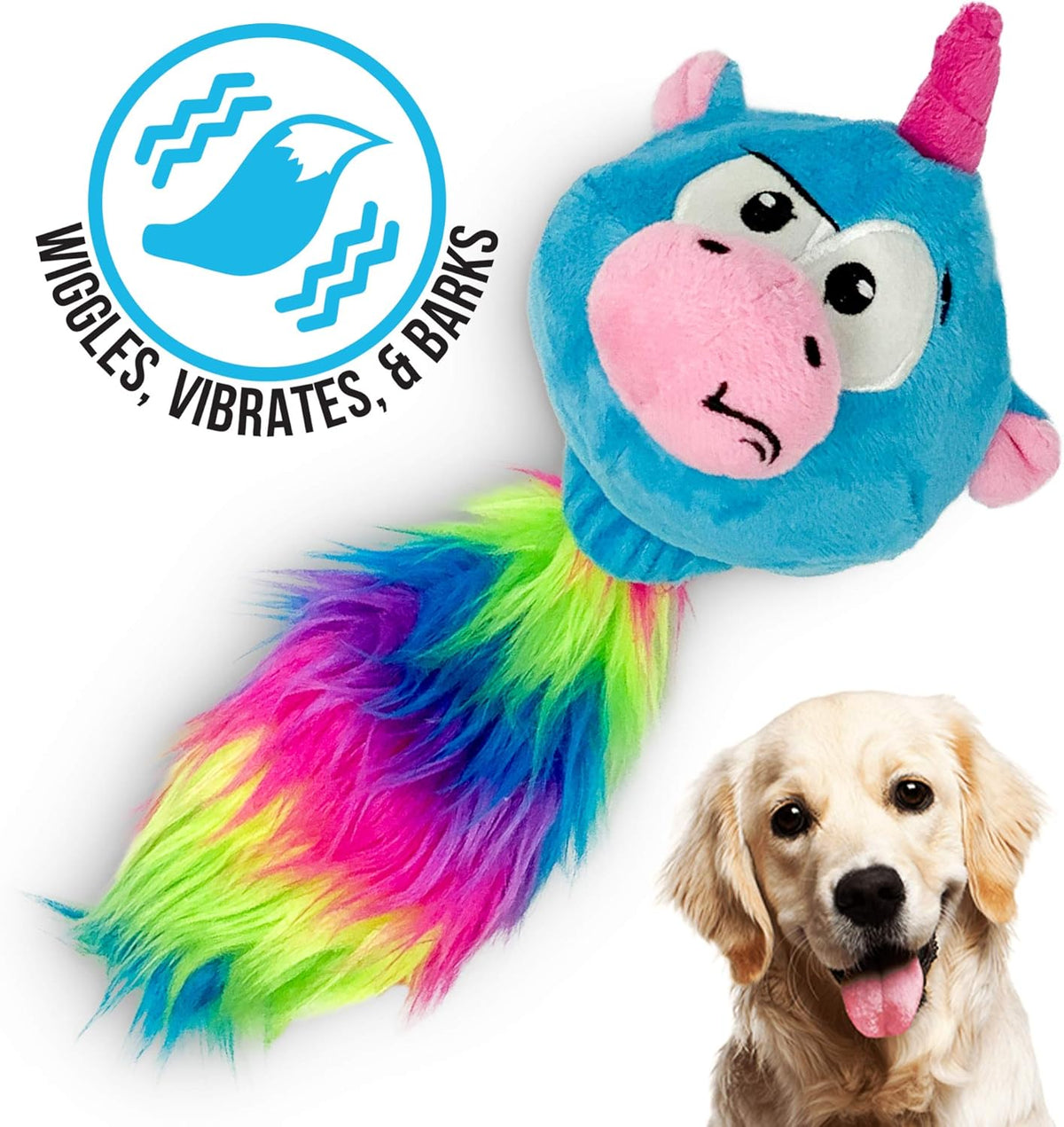 Hyper Pet Doggie Pal Unicorn Interactive Plush Dog Toys (Wiggles, Vibrates, and Barks – Dog Toys