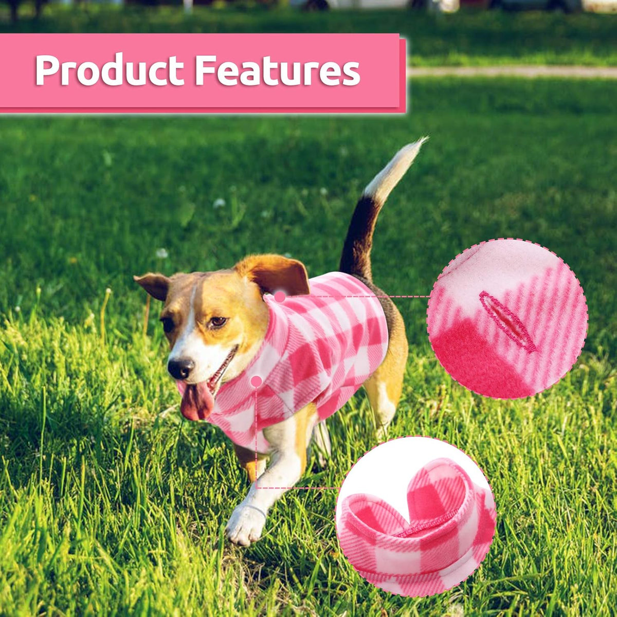 ASENKU Dog Sweater, Plaid Dogs Fleece Vest, Soft Comfortable Pet Pajamas, Warm Winter Puppy Shirt