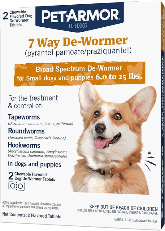 PetArmor 7 Way De-Wormer for Dogs, Oral Treatment for Tapeworm, Roundworm & Hookworm in Small Dogs