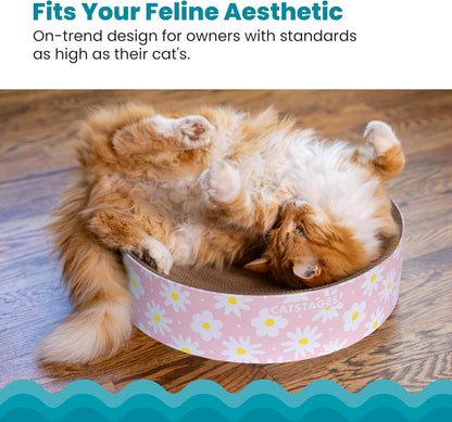 Catstages Scratch & Snuggle Daisy Two-in-One Corrugated Cat Scratcher and Lounging Spot, Floral