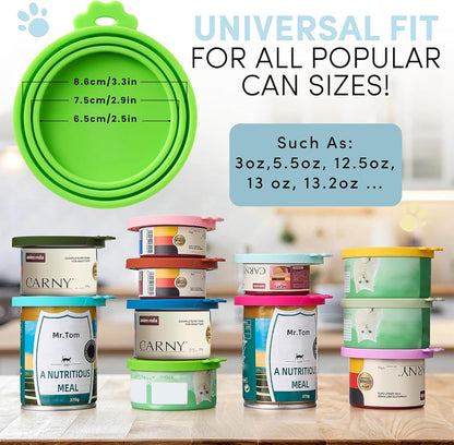 4 Pack Universal Pet Food Can Covers Lids - One fit 3 Standard Size Cans for Cats and Dogs Food