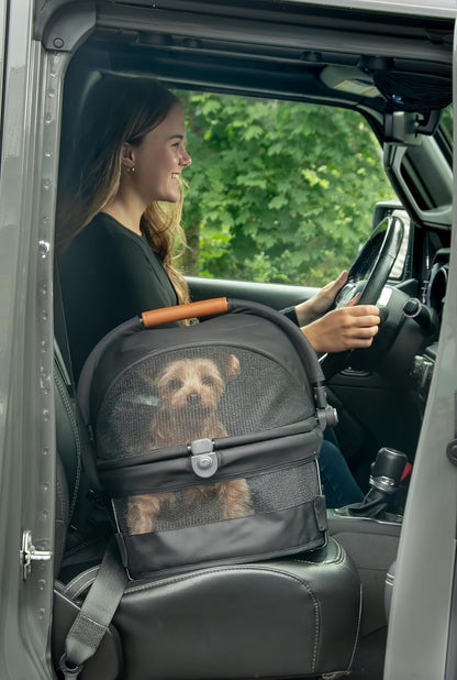 Pet Gear No-Zip View 360 Ultra Lite Pet Safety Carrier & Car Seat for Small Dogs & Cats Push Button