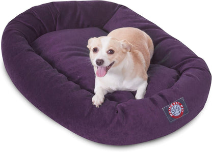 Majestic Pet 32 Inch Micro Velvet Calming Dog Bed Washable 32x23x7 (inch) – Cozy Soft Round Donut