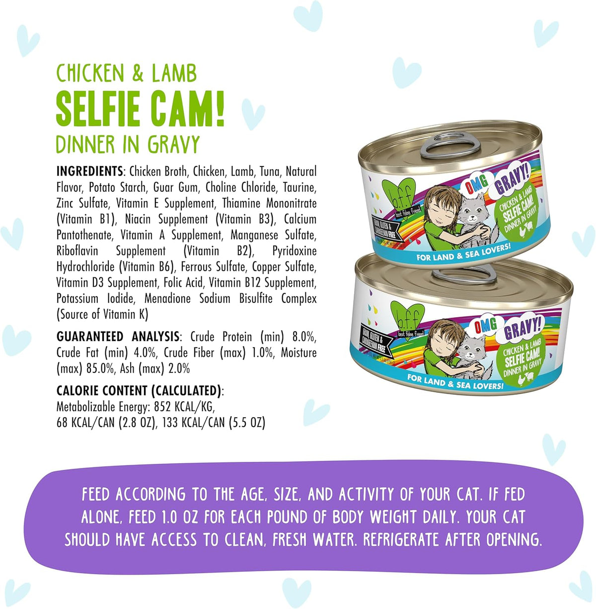 Weruva B.F.F. OMG - Best Feline Friend Oh My Gravy!, Selfie Cam! with Chicken & Lamb in Gravy Cat