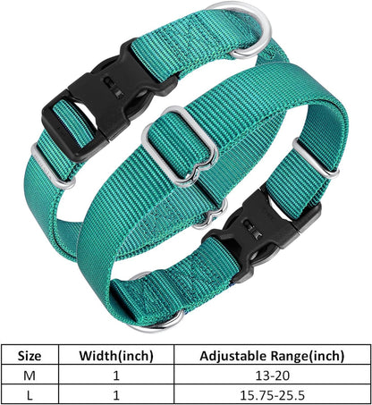 Mikivery Nylon Dog Collar with Quick Release Buckle Soft Adjustable Sturdy for Small Medium Large