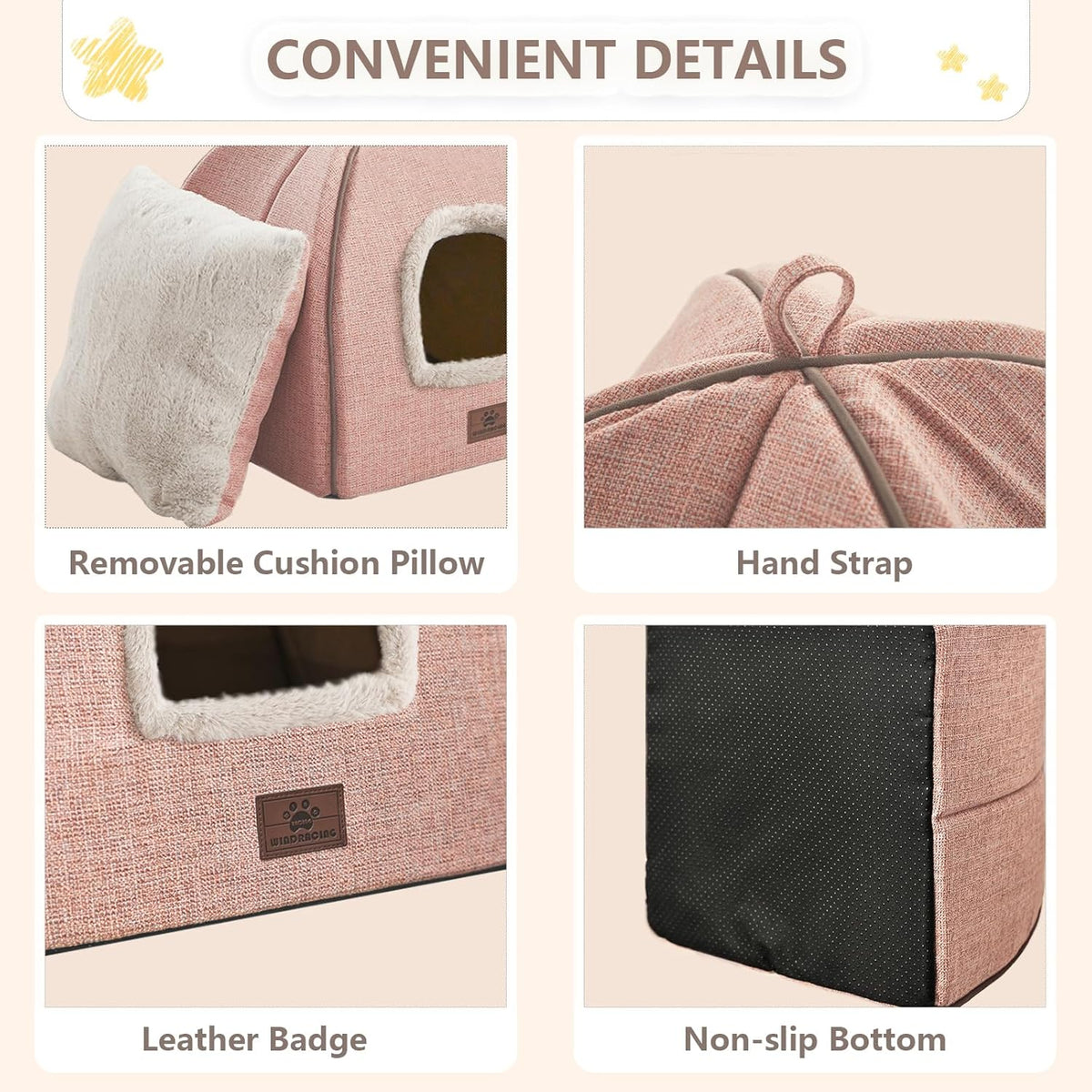 Cat Bed for Indoor Cats - Cat Cave Beds Cat House Cat Tent with Removable Washable Cushioned