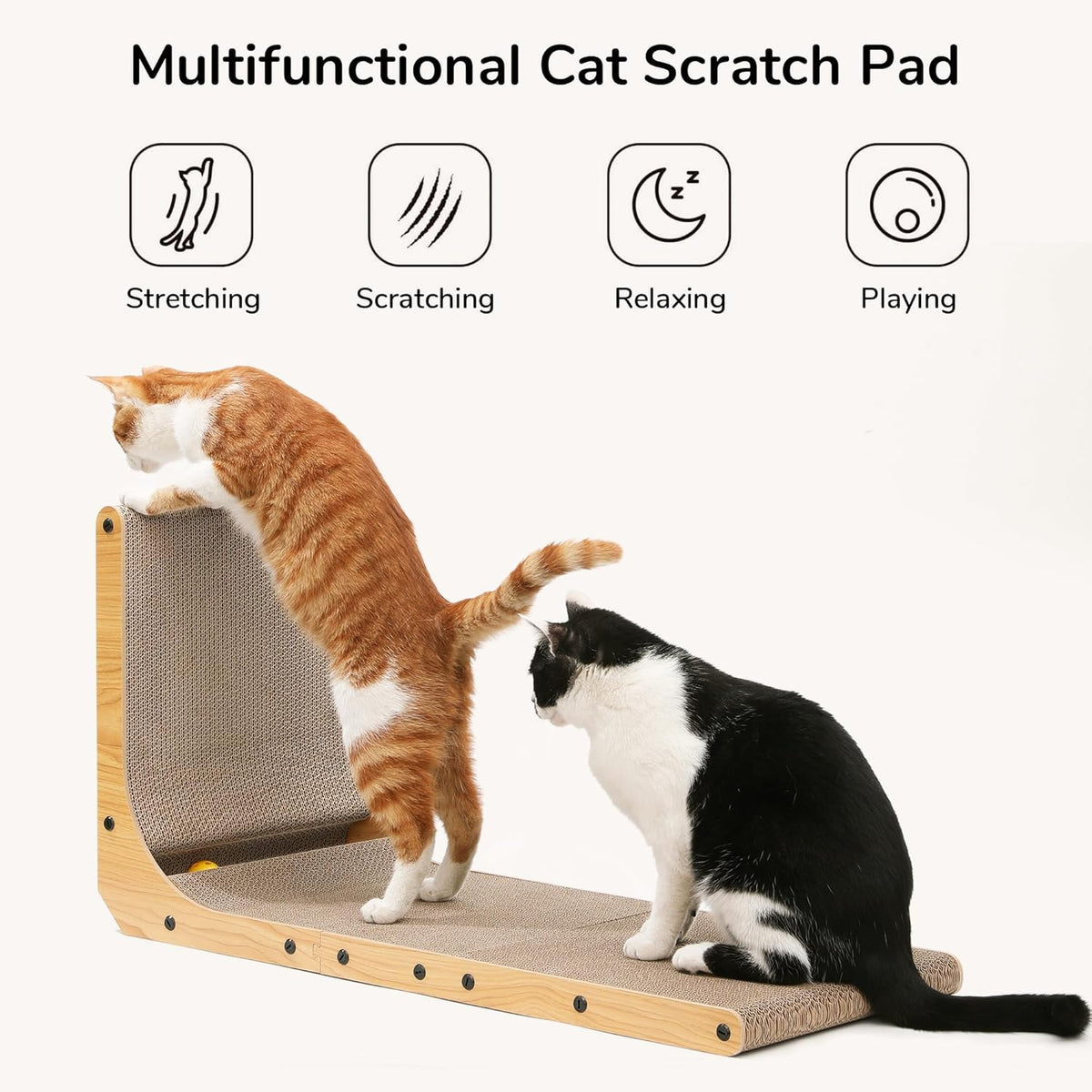 FUKUMARU Cat Scratcher, 32.7 Inch L Shape Cat Scratch Pad Wall Mounted, Cat Scratching Cardboard