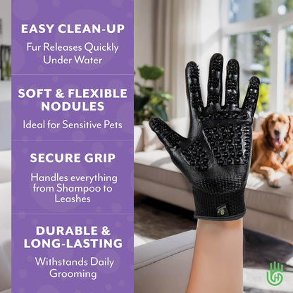 H HANDSON Pet Grooming Gloves - Patented #1 Ranked, Award Winning Shedding, Bathing, & Hair Remover