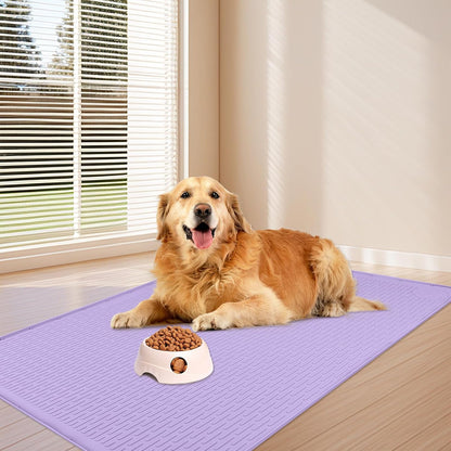 Dog Food Mat, Extra Large 40" x 28" Silicone Pet Feeding Mat with Raised Edge Pet Placemat for