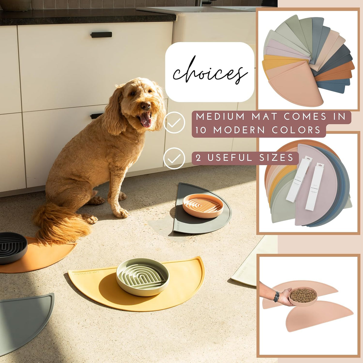 Waterproof Silicone Pet Food Mat - Non-Slip, Spill-Proof Feeding Mats for Floors, Raised Edge