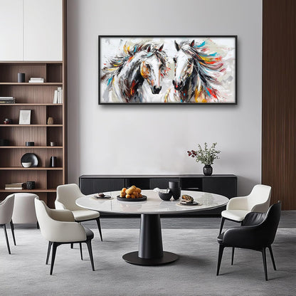 Quorin Horse Large Wall Art White Horse Animal Pictures Wall Decor Colorful Graffiti Canvas Print