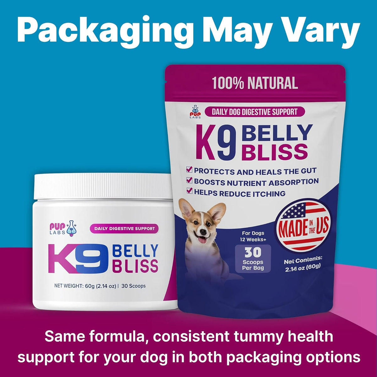 K9 Belly Bliss, All-Natural Gut Health for Dogs, Vet Approved Prebiotic for Dogs for Daily