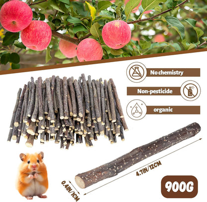 900g/2lb Small Apple Sticks Animals Molar Wood Treats Toys for Rabbits Chinchillas Guinea Pig