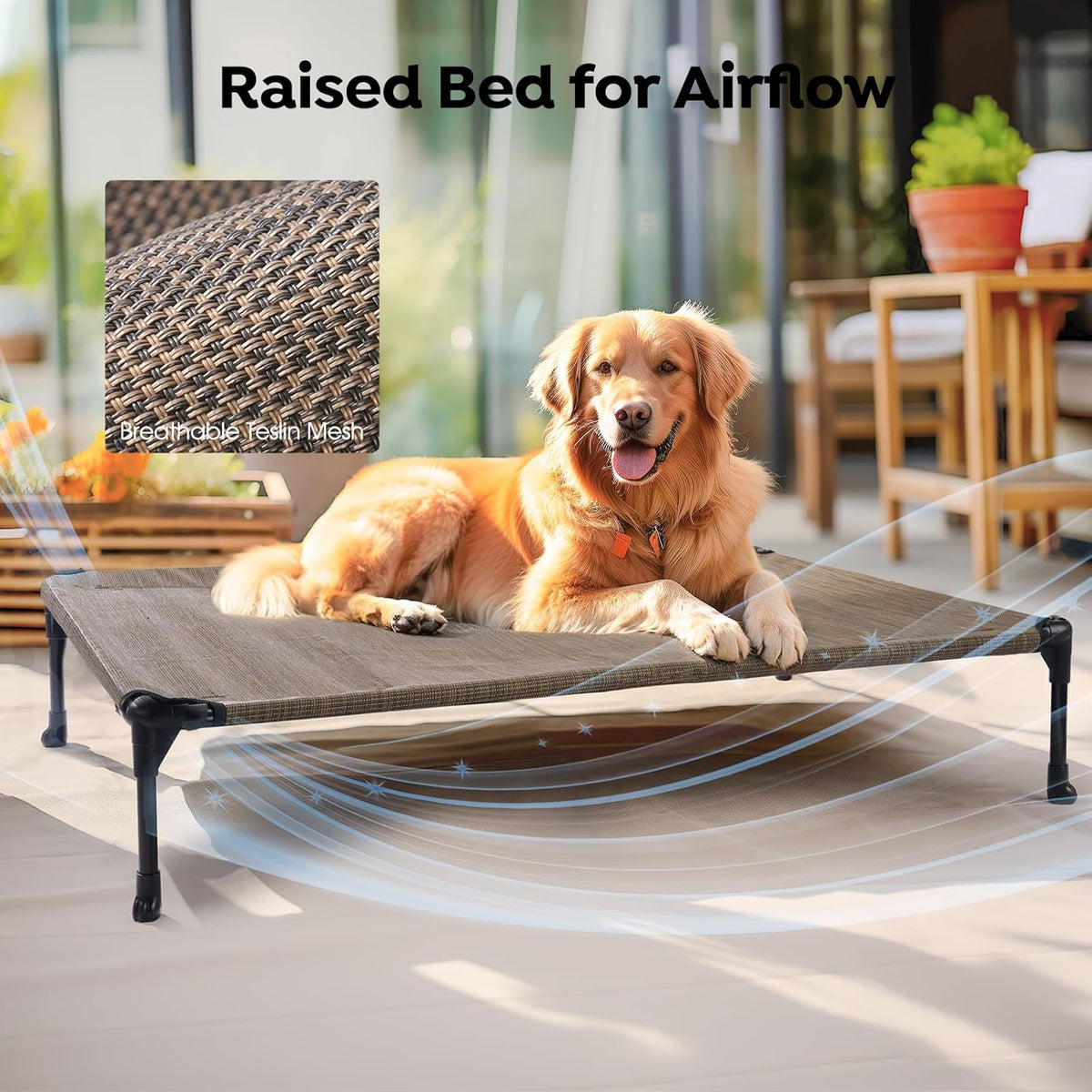 Veehoo 2 Pack Raised Dog Bed, Cooling Elevated Portable Cot with Washable & Breathable Mesh