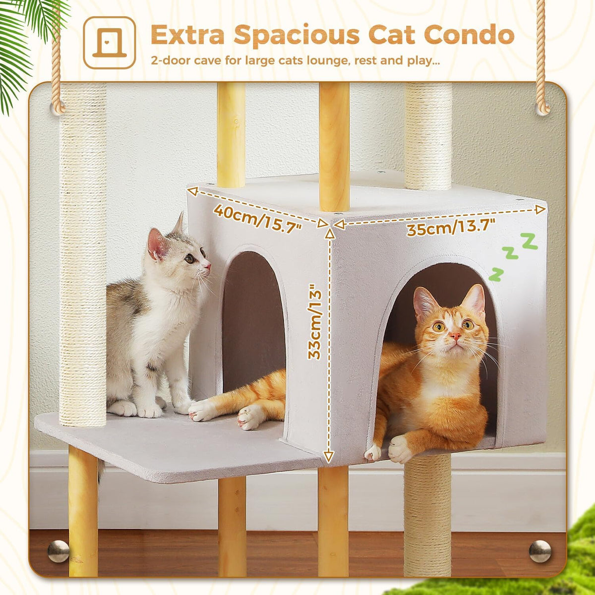 PAWZ Road Large Cat Tree, 53 Inches Modern Wooden Cat Tower for Indoor Cats, Multi-Level Cat Condos
