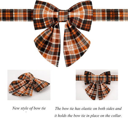 Lionet Paws Halloween Dog Collar with Bowtie - Cute Cotton Adjustable Fall Bowtie Dog Collar with