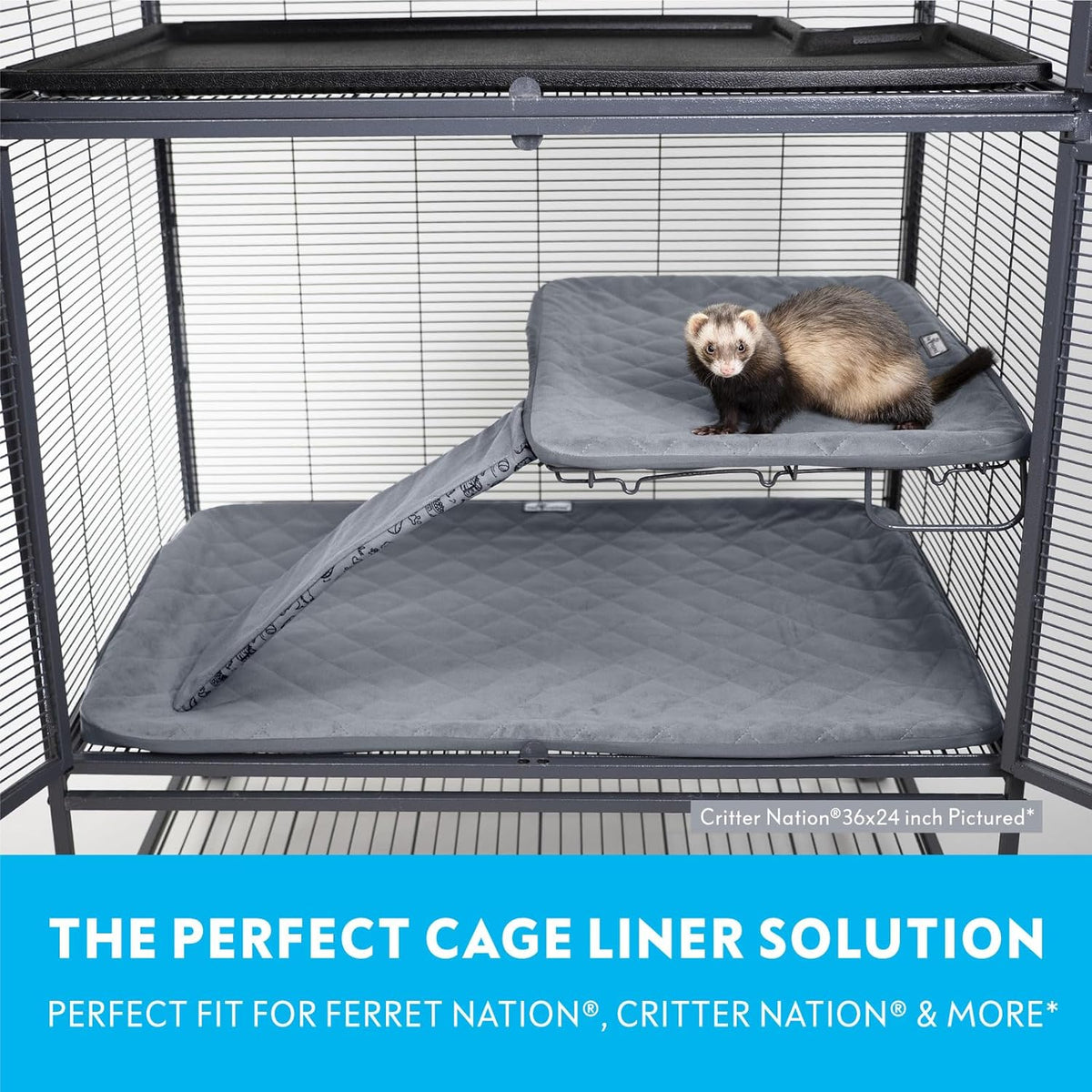 Paw Inspired Fitted Fleece Cage Liner Set for Ferret Nation, Critter Nation Single Unit (Bottom Pan